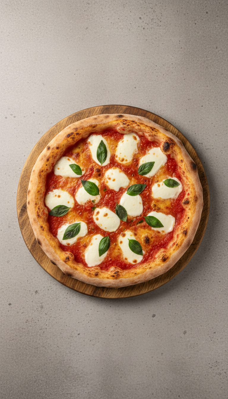 Pizza margherita classica con mozzarella di bufala importata