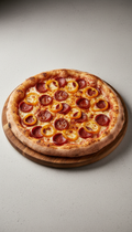 Pizza salsiccia piccante e peperoni dorati